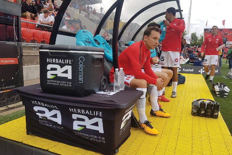 Herbalife24 Coolboxes In Western Sydney Wanderers Dugout