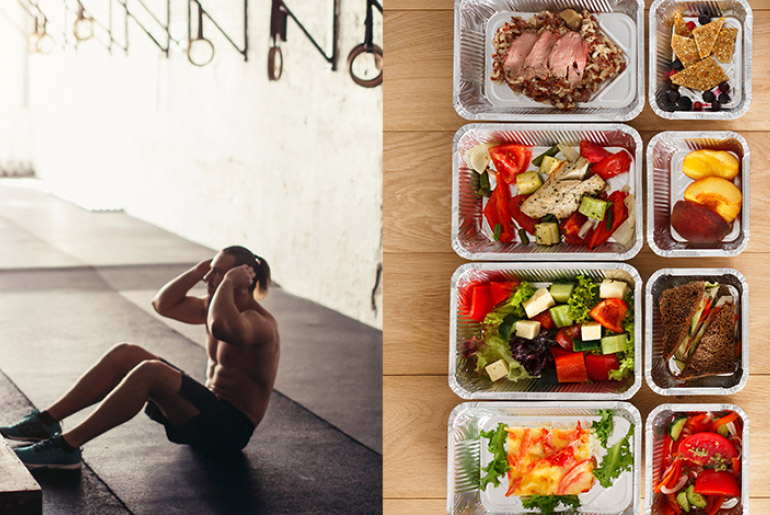 Một người nam tập thể dục và các bữa ăn dành cho vận động