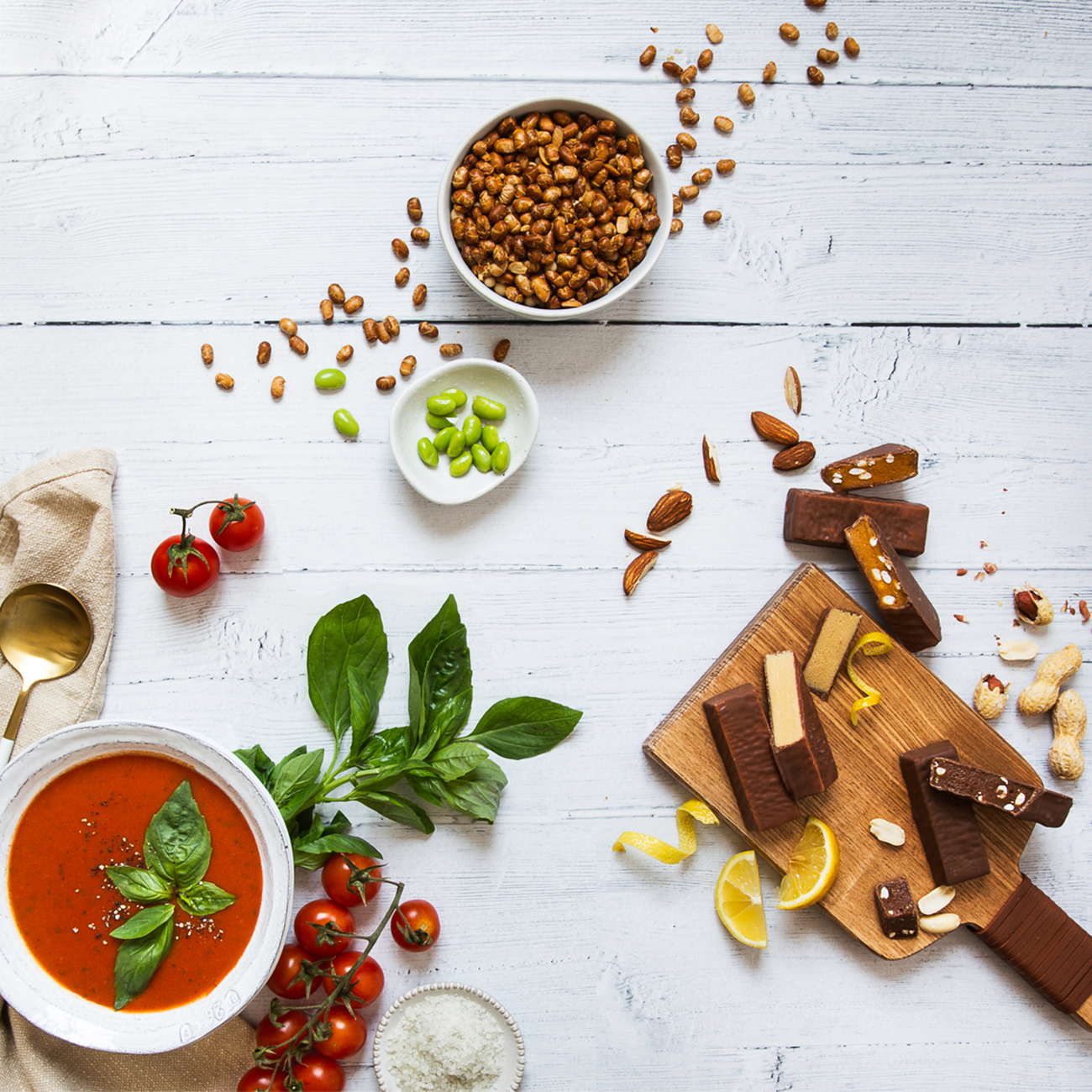 herbalife nutrition protein snacks and bars displayed on white table