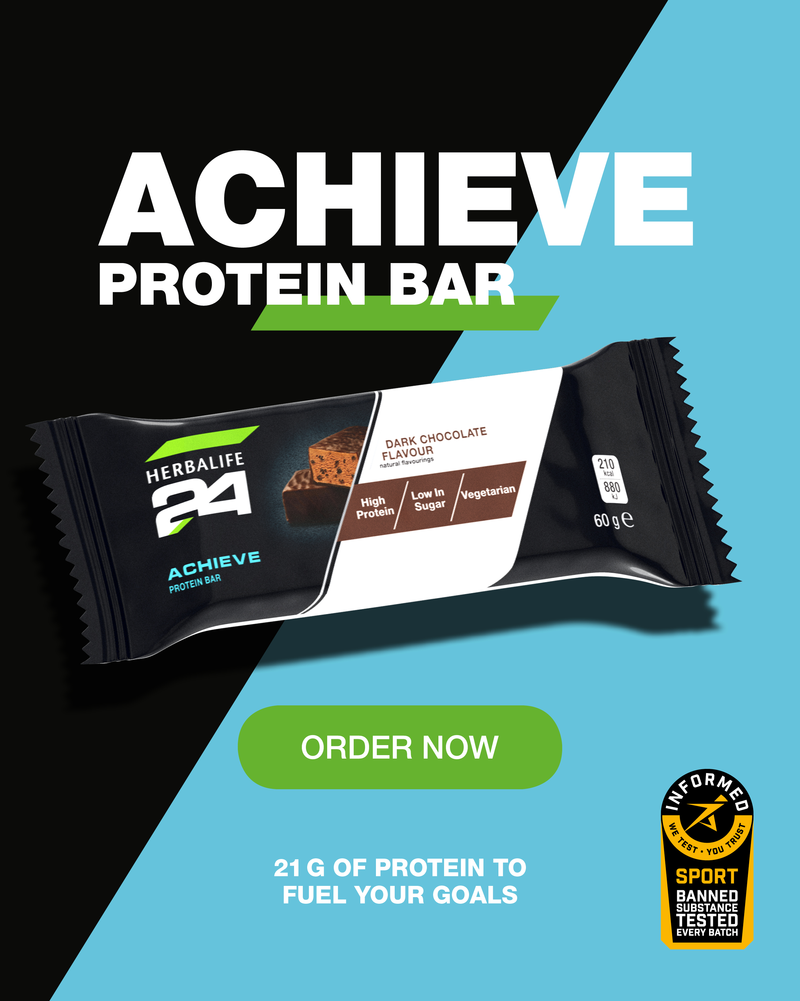 H24 Achieve Protein Bar Dark Chocolate: Herbalife.com Slider - Mobile 1280x1600px