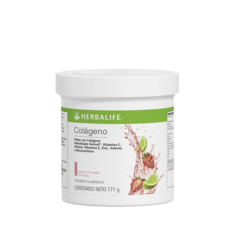 Colágeno Polvo con Colágeno Hidrolizado Verisol®, Vitamina C, Biotina, Vitamina E, Zinc, Selenio y Betacaroteno sabor limonada de fresa